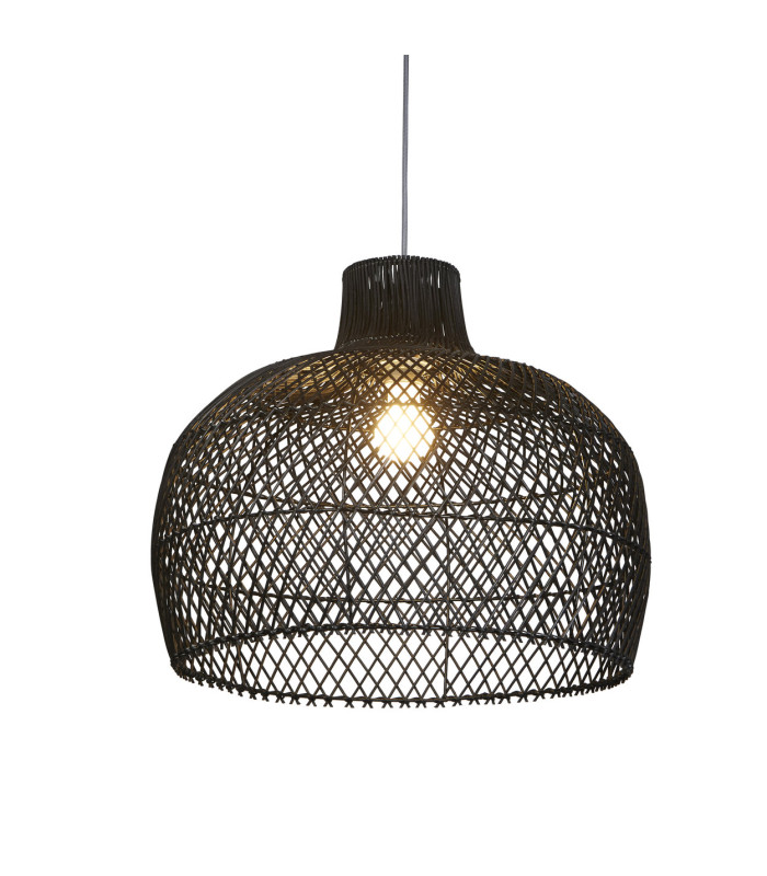 Large Bell Shade Black Rattan 50cm-3