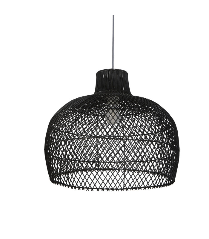 Large Bell Shade Black Rattan 50cm-4