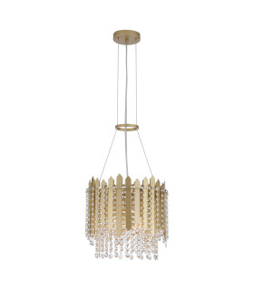 Spear 5 Light Pendant Lamp Gold Clear Crystal 8x E27-1