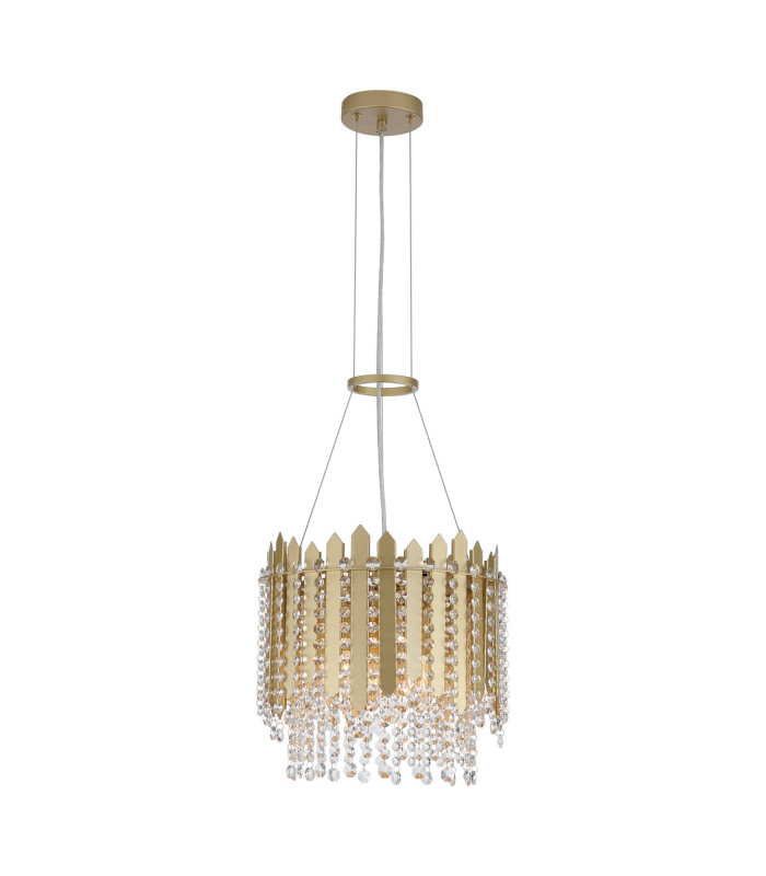 Spear 5 Light Pendant Lamp Gold Clear Crystal 8x E27-1