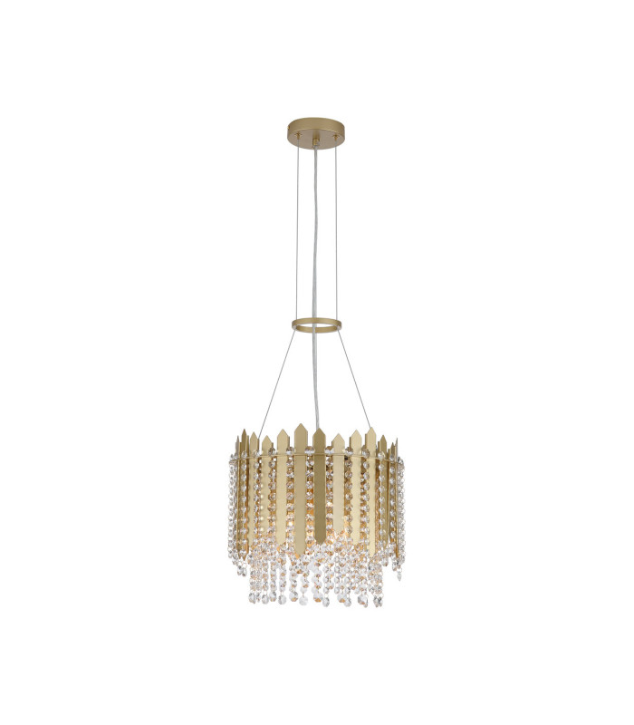 Spear 5 Light Pendant Lamp Gold Clear Crystal 8x E27-3