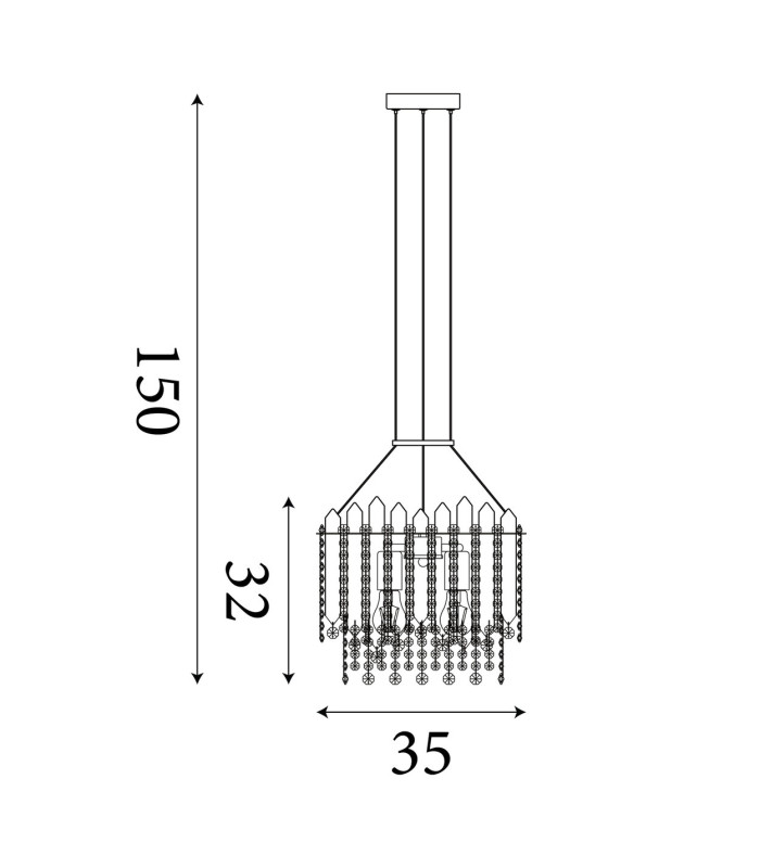Spear 5 Light Pendant Lamp Gold Clear Crystal 8x E27-6
