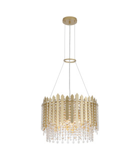 Spear 8 Light Pendant Lamp Gold Clear Crystal 8x E27-1