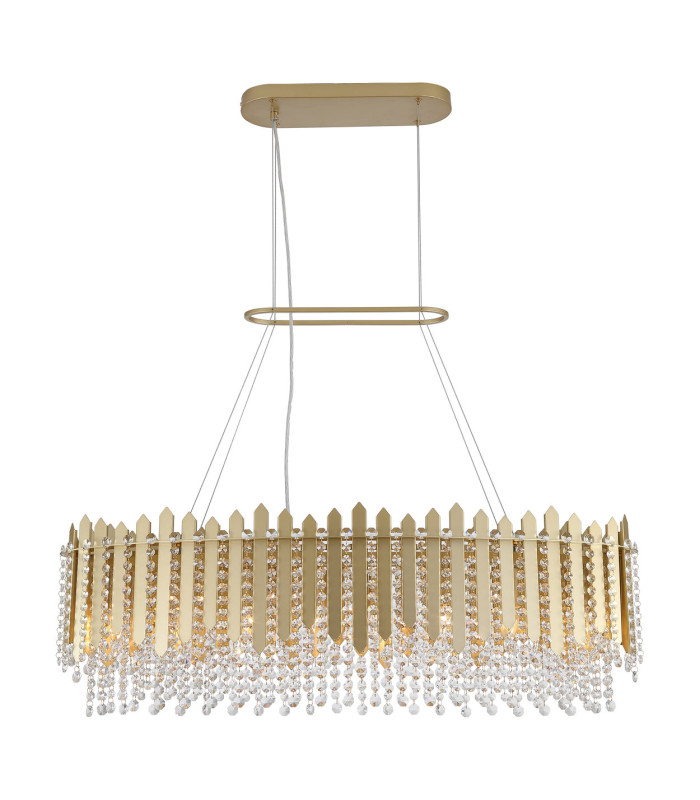 Spear 8 Light Diner Bar Pendant Lamp Gold Clear Crystal x-1