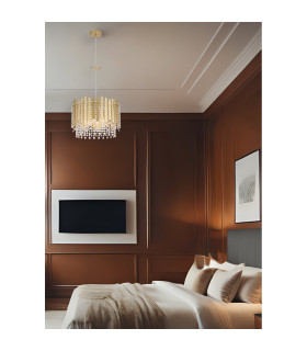 Spear 8 Light Pendant Lamp Gold Clear Crystal 8x E27-2