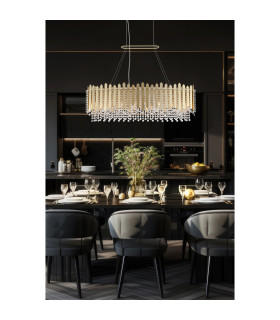 Spear 8 Light Diner Bar Pendant Lamp Gold Clear Crystal x-2