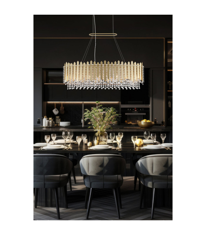 Spear 8 Light Diner Bar Pendant Lamp Gold Clear Crystal x-2