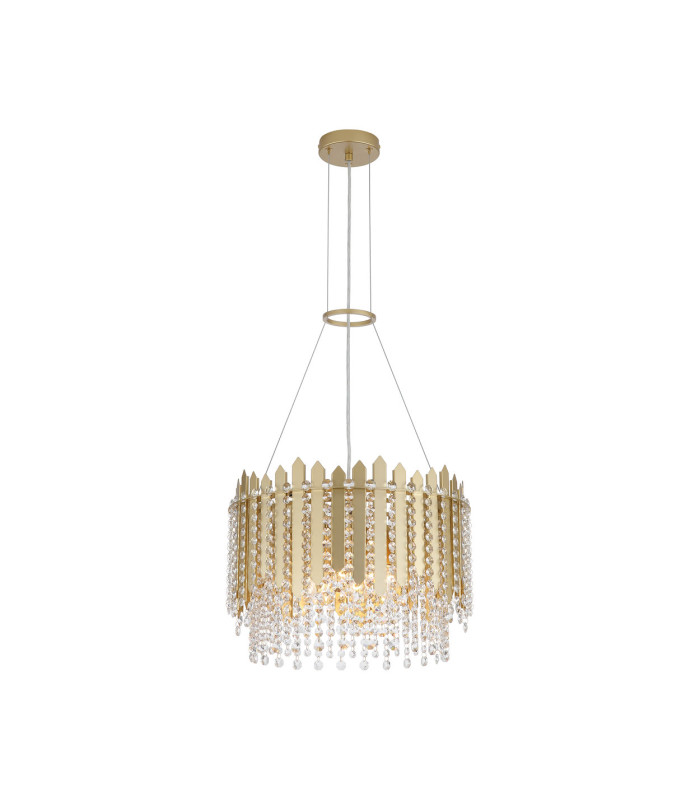 Spear 8 Light Pendant Lamp Gold Clear Crystal 8x E27-3