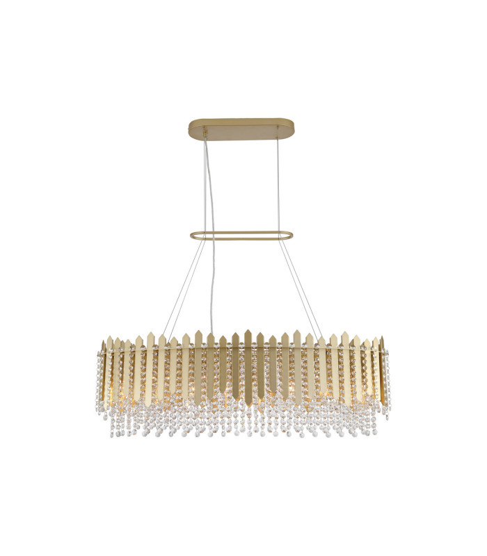 Spear 8 Light Diner Bar Pendant Lamp Gold Clear Crystal x-3