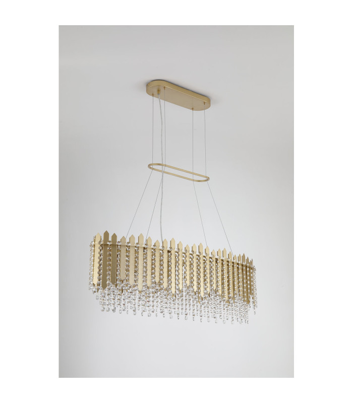 Spear 8 Light Diner Bar Pendant Lamp Gold Clear Crystal x-4