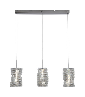 Modena LED 3 Light Bar Pendant Lamp Chrome Clear Crystal-1