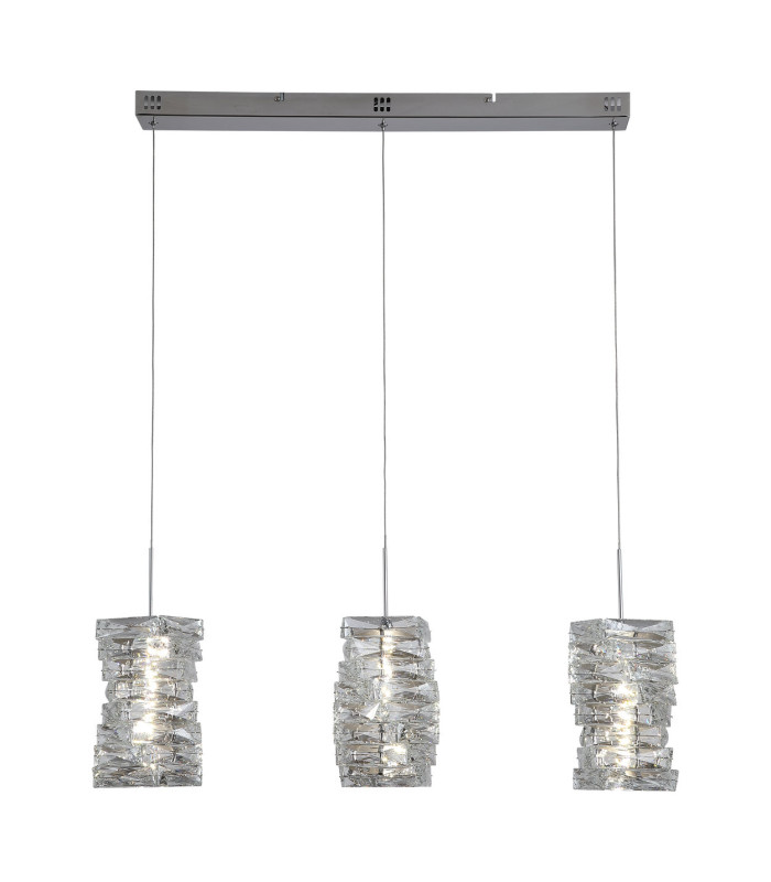 Modena LED 3 Light Bar Pendant Lamp Chrome Clear Crystal-1