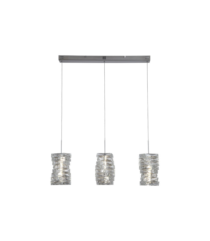 Modena LED 3 Light Bar Pendant Lamp Chrome Clear Crystal-3