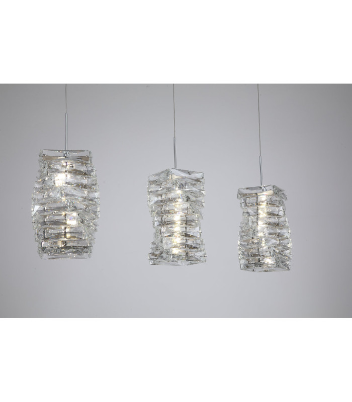 Modena LED 3 Light Bar Pendant Lamp Chrome Clear Crystal-5