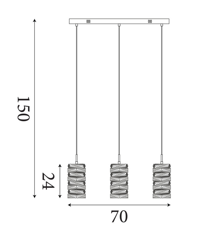 Modena LED 3 Light Bar Pendant Lamp Chrome Clear Crystal-6