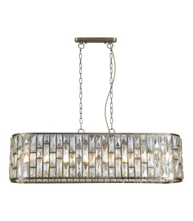 Bijou 8 Light Oval Diner Pendant Lamp Antique Brass & Champagne 8x E14-1