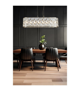 Bijou 8 Light Oval Diner Pendant Lamp Antique Brass & Champagne 8x E14-2