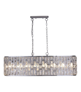 Bijou 8 Light Oval Diner Pendant Lamp Chrome & Clear Crystal 6x E14-1