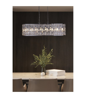 Bijou 8 Light Oval Diner Pendant Lamp Chrome & Clear Crystal 6x E14-2
