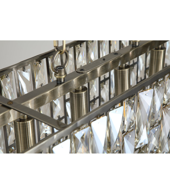 Bijou 8 Light Oval Diner Pendant Lamp Antique Brass & Champagne 8x E14-5