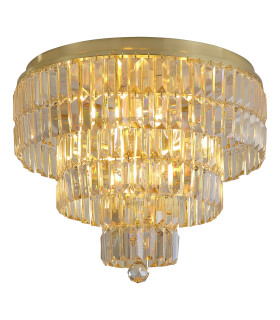 Empire 6 Light Flush Ceiling Light Satin Brass & Champagne Glass IP44 13x E14-1