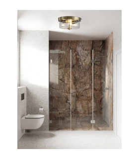 Empire 6 Light Flush Ceiling Light Satin Brass & Champagne Glass IP44 13x E14-2
