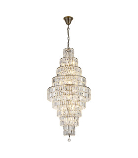 Empire 13 Light Chandelier Antique Brass Clear Glass 2x E14-1