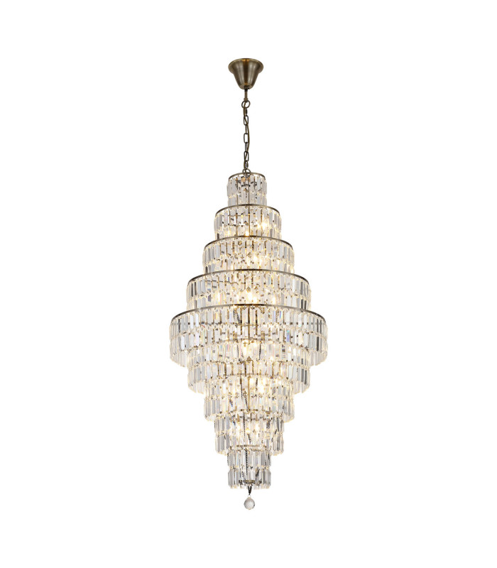 Empire 13 Light Chandelier Antique Brass Clear Glass 2x E14-1