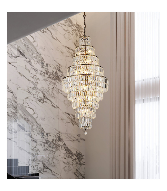 Empire 13 Light Chandelier Antique Brass Clear Glass 2x E14-2