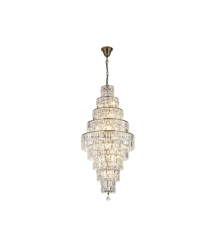 Empire 13 Light Chandelier Antique Brass Clear Glass 2x E14-3