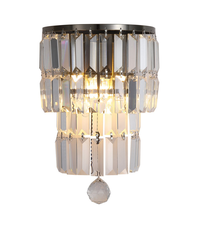 Empire Wall Light Antique Brass Clear Crystal IP44 5x E14-1
