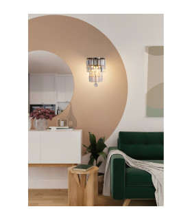 Empire Wall Light Antique Brass Clear Crystal IP44 5x E14-2