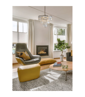Empire 5 Light Pendant Lamp Antique Brass & Clear Crystal 4x E14-2