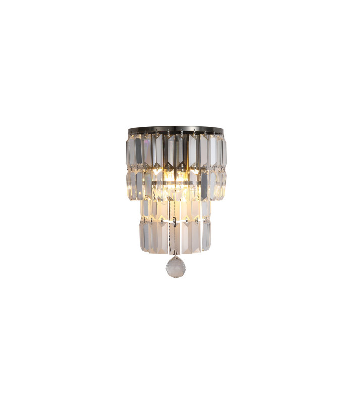 Empire Wall Light Antique Brass Clear Crystal IP44 5x E14-3