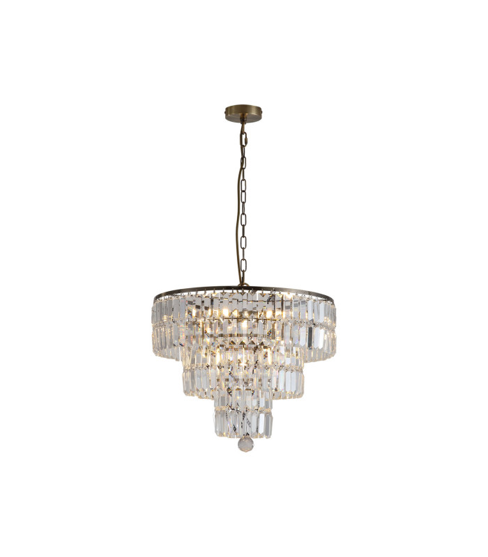 Empire 5 Light Pendant Lamp Antique Brass & Clear Crystal 4x E14-3