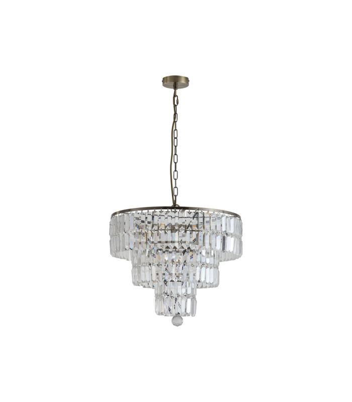 Empire 5 Light Pendant Lamp Antique Brass & Clear Crystal 4x E14-4