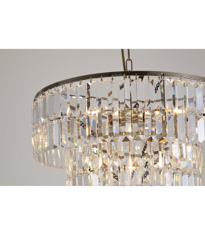 Empire 5 Light Pendant Lamp Antique Brass & Clear Crystal 4x E14-5