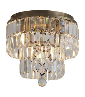 Empire 4 Light Flush Ceiling Light Antique Brass & Clear Crystal IP44 6x E14-1