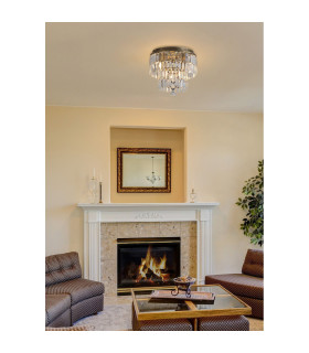 Empire 4 Light Flush Ceiling Light Antique Brass & Clear Crystal IP44 6x E14-2