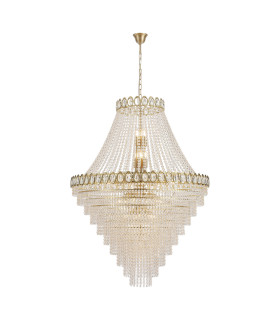 Louis Phillipe 28 Light Pendant Lamp Satin Brass Clear Crystal 6x E14-1