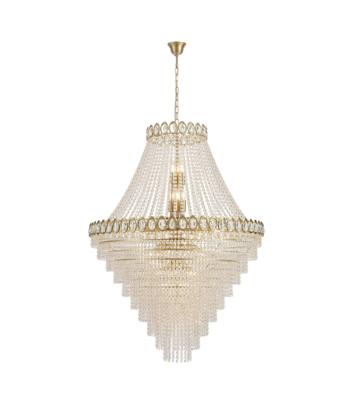 Louis Phillipe 28 Light Pendant Lamp Satin Brass Clear Crystal 6x E14-1