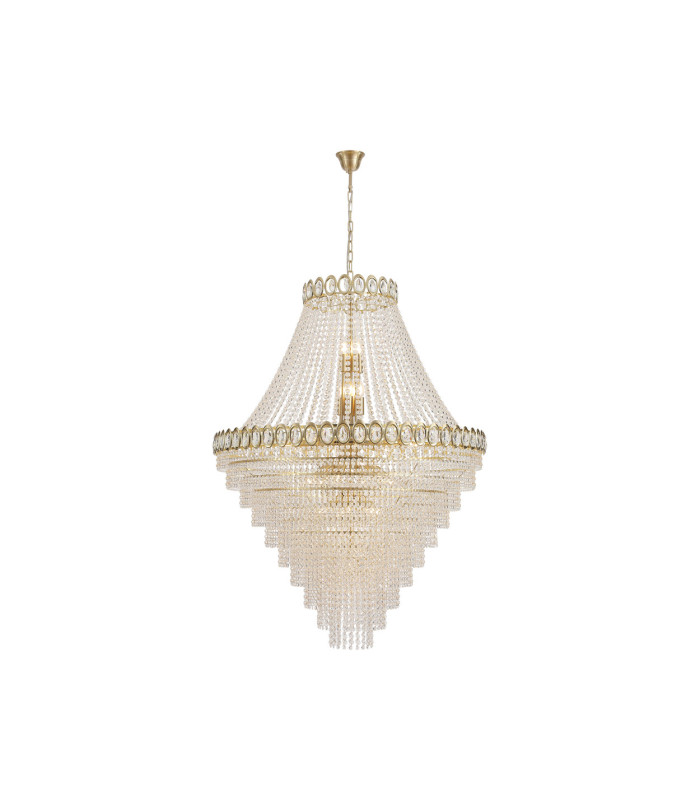 Louis Phillipe 28 Light Pendant Lamp Satin Brass Clear Crystal 6x E14-3
