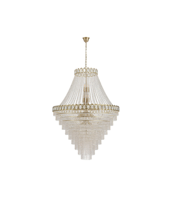 Louis Phillipe 28 Light Pendant Lamp Satin Brass Clear Crystal 6x E14-4