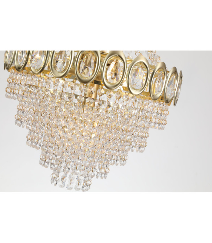 Louis Phillipe 6 Light Pendant Lamp Satin Brass Clear Crystal 8x E14-5