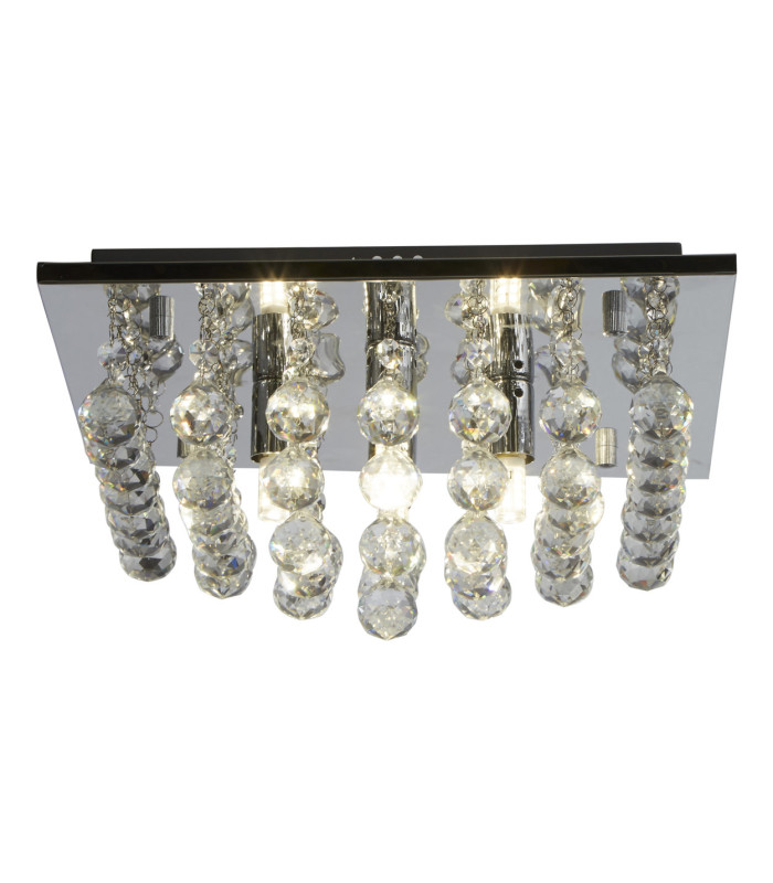 Hanna 4 Light Flush Ceiling Light Ceiling Light Chrome & Clear Crystal 3x GU10-1