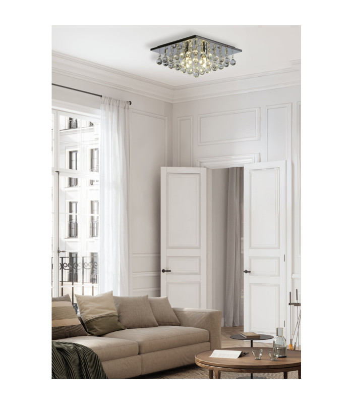 Hanna 4 Light Flush Ceiling Light Ceiling Light Chrome & Clear Crystal 3x GU10-2