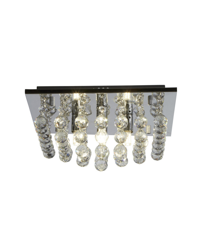 Hanna 4 Light Flush Ceiling Light Ceiling Light Chrome & Clear Crystal 3x GU10-3