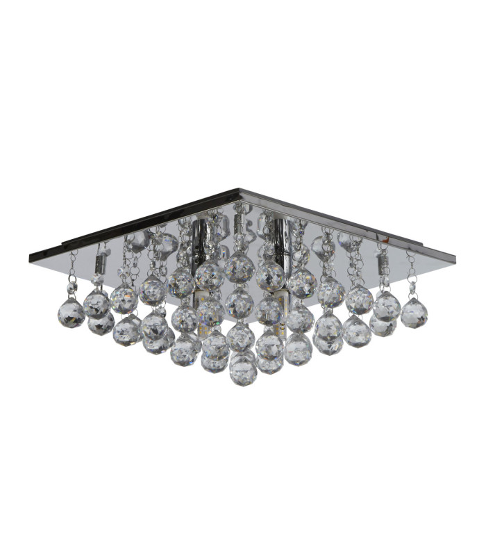 Hanna 4 Light Flush Ceiling Light Ceiling Light Chrome & Clear Crystal 3x GU10-4