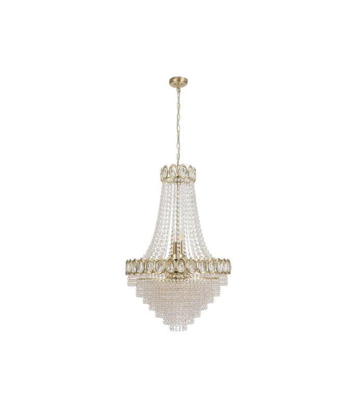 Louis Phillipe Pendant Lamp Satin Brass Clear Crystal 4x G9-4