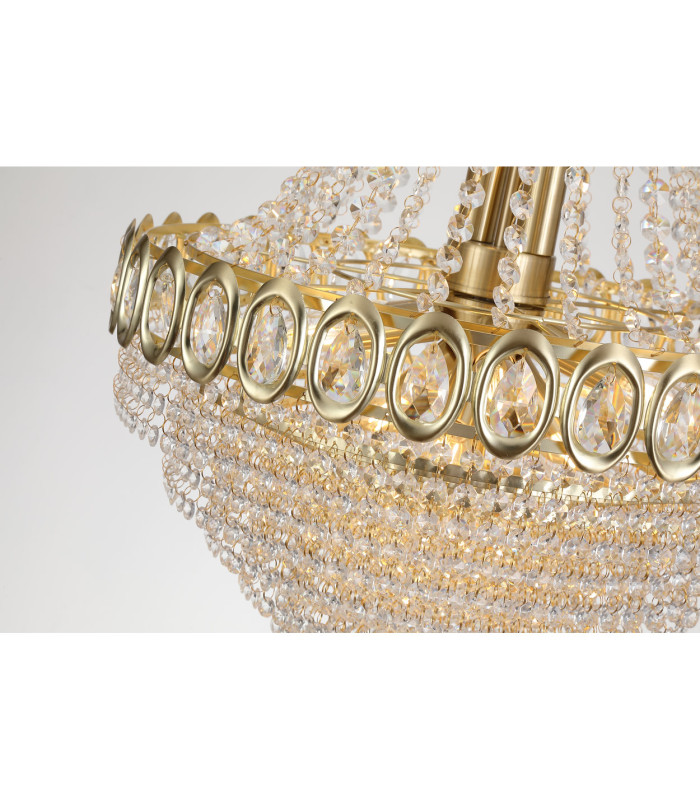 Louis Phillipe Pendant Lamp Satin Brass Clear Crystal 4x G9-5